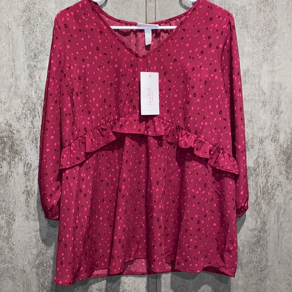 Isabel Maternity Berry Print Blouse size Small NWT